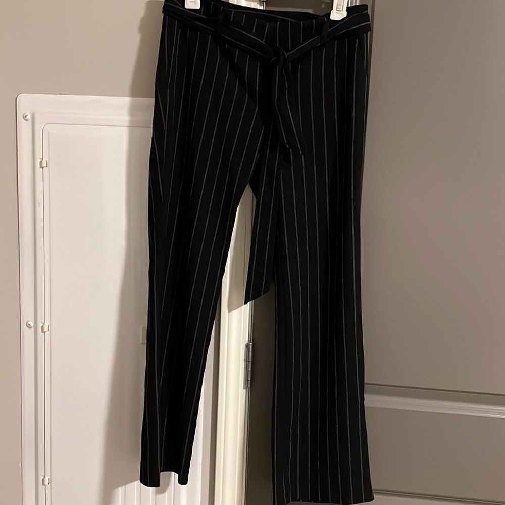 Womens black pin striped dress pants